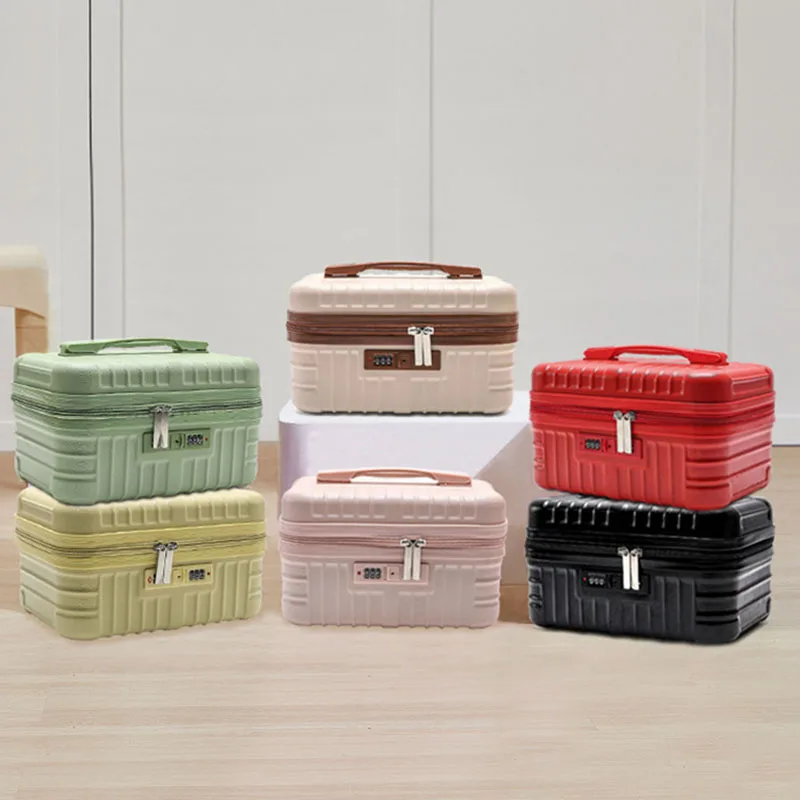 14 inch Mini Travel Suitcase Cosmetic Box Retro Lightweight Portable Hand Luggage Organizer Makeup Case Small Password Box