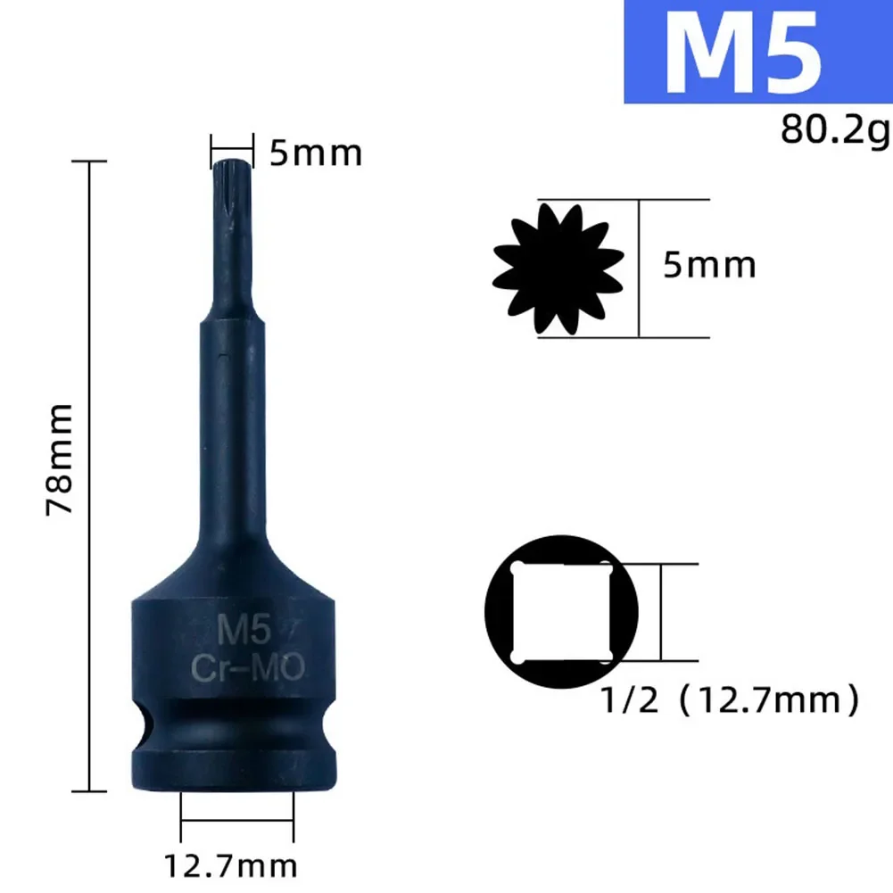 3 Inch 1/2 Inch Drive 12 Point Socket Adapter For M5 M6 M7 M8 M9 M10 M11 M13 M15 M17 M19 Screws In Home DIY Projects