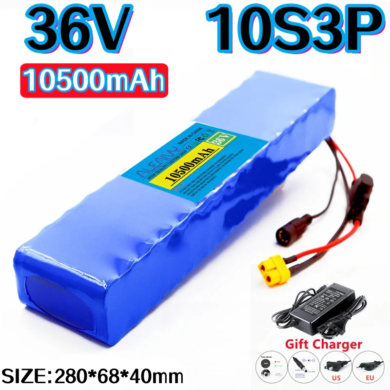 

36V 10500mAh 18650 rechargeable lithium battery pack10S3P 500W high power,for modified scooter electric batteries with Bms fuses