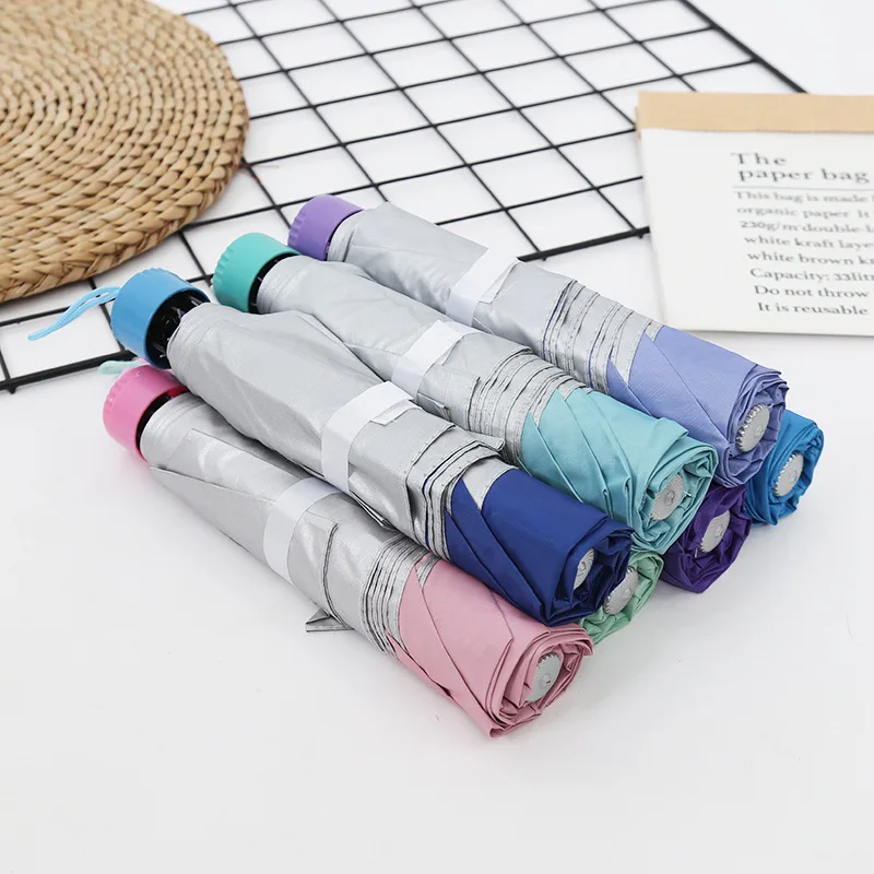 Silver Glue 7 Bone Tri-fold Umbrella Travel Sunshade Stall Sun Protection Simple Design Market Stall Home Daily Use Umbrella