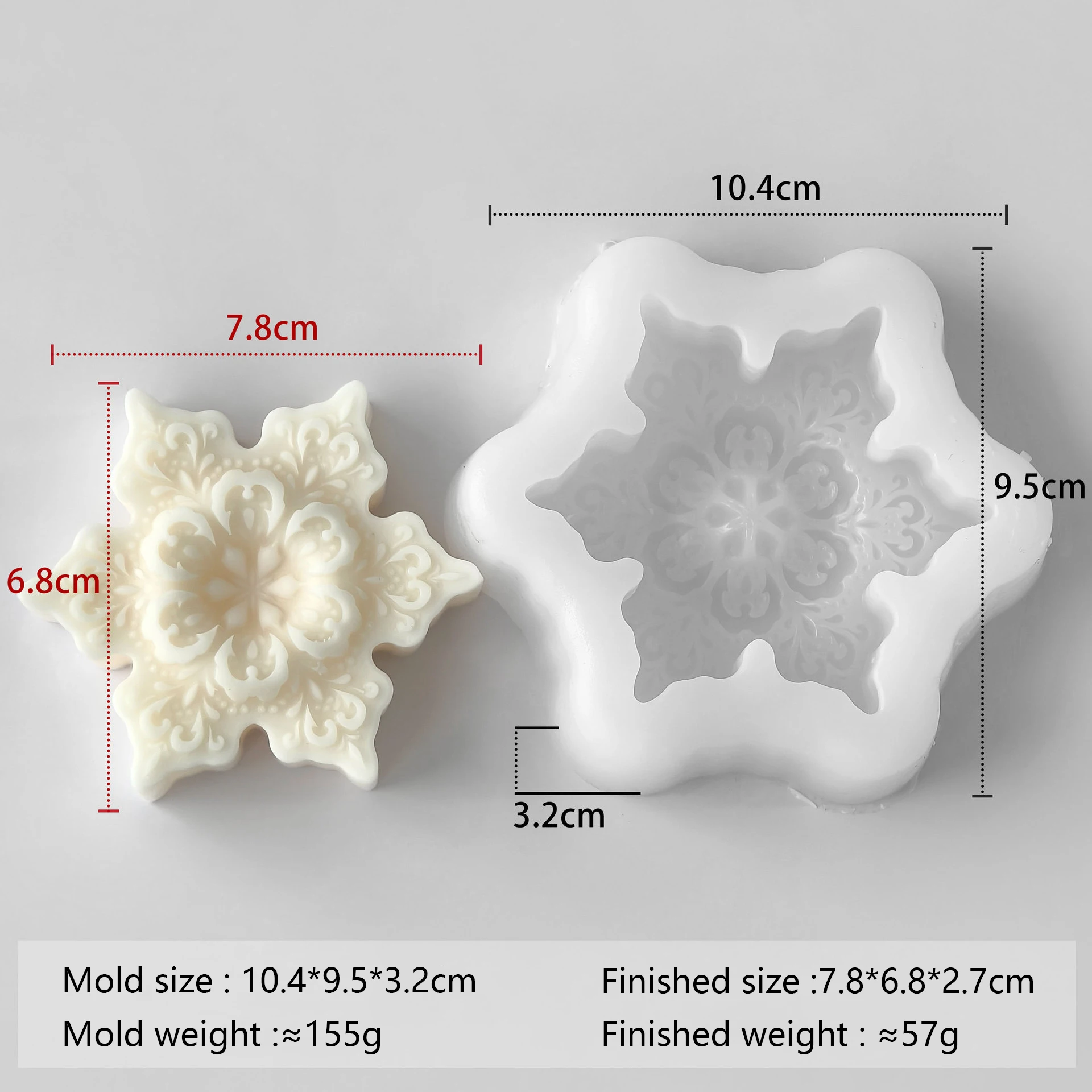 Schneeflocken-Kerzenform aus Silikon DIY Weihnachtsseife Wachsschmelzform Aromastein-Deko Handgemachtes Bastelgeschenk Heimdekoration Feiertagsornament – Detail 12