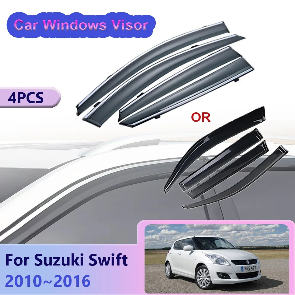 Windows Visor for Suzuki Swift AZG MK2 5-door 2010~2016 Car Side Sun Rain Guards Deflector Vent Smoke Covers Awnings Accessories