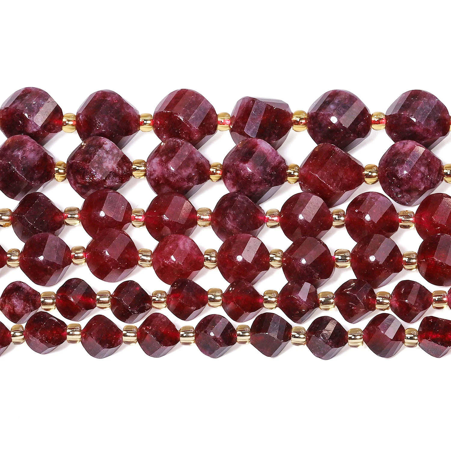 Wholesale 6-10mm Garnet Stone Beads Faceted Twist Shape Beads Loose Spacer Beads for Jewelry Making Diy Handicrafts Accessories
