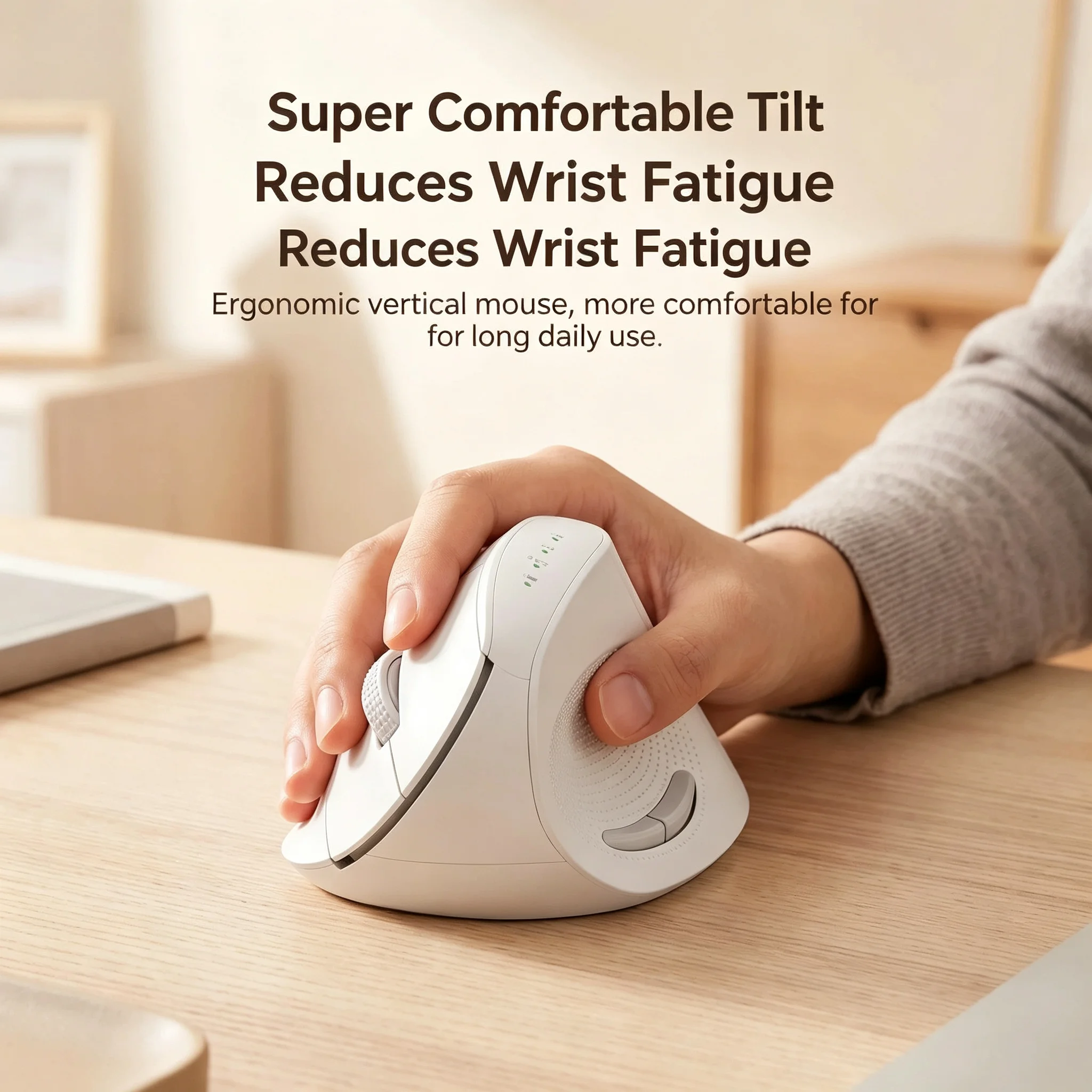 2.4G Bluetooth Dual-Mode Wireless Optical Mouse Ergonomic Vertical Anti-Slip Design Office Slient Mouse For PC Computer Laptop