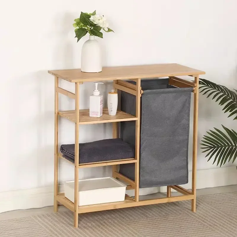 Portable Multi-functional New Bathroom Shelf Bathroom Washbasin Frame Nanzhu Storage Shelf Multi-layer Tripod Floor Type