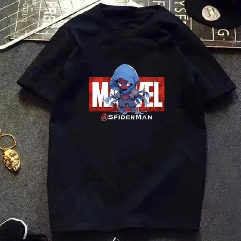 

Marvel Superheroes 2025 Style Summer Cotton Printed Short-sleeved T-shirt New Spider-Man Men's and Women's Sports T-shirt