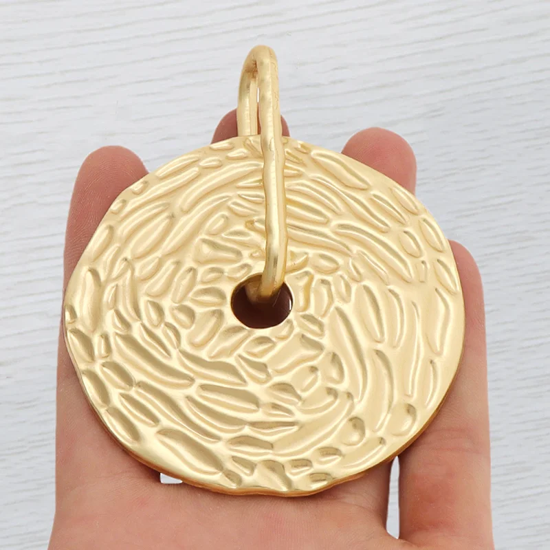 1pc Genuine Gold Color Large Bohemia Round Medallion Charms Plated Boho Pendants for DIY Necklace Jewellery Making Finding