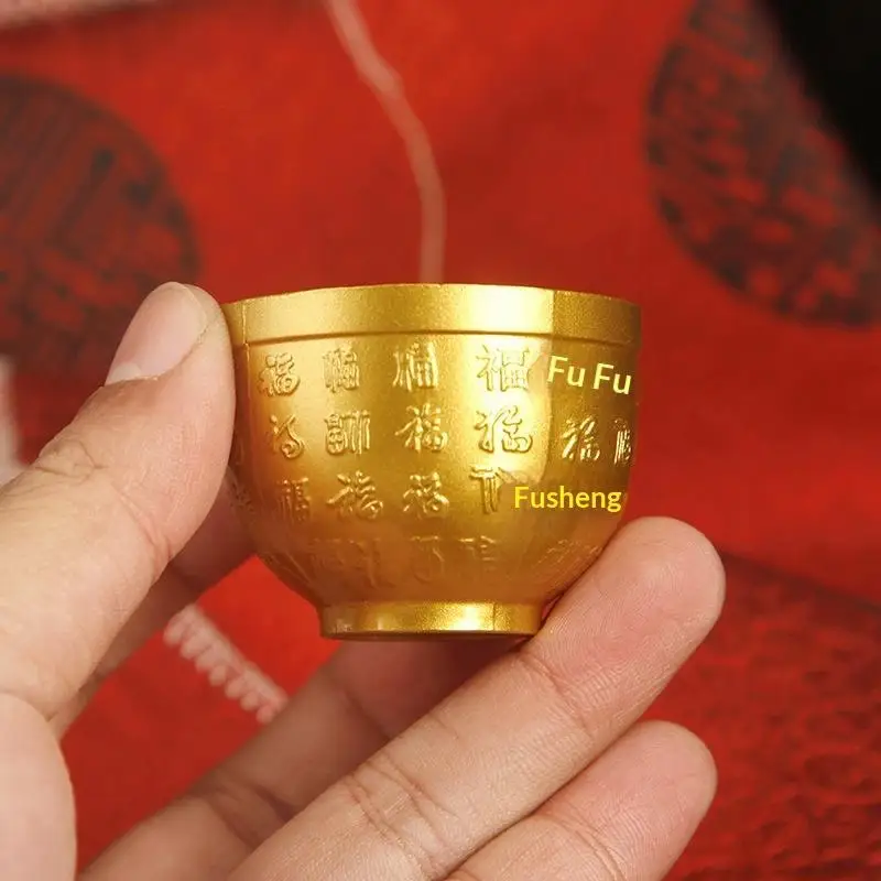 【S】Small Ornament Small Brass Cornucopia Creative Handmade Treasure Bowl DIY Cornet Baifu Rice Cylinder Attract Wealth