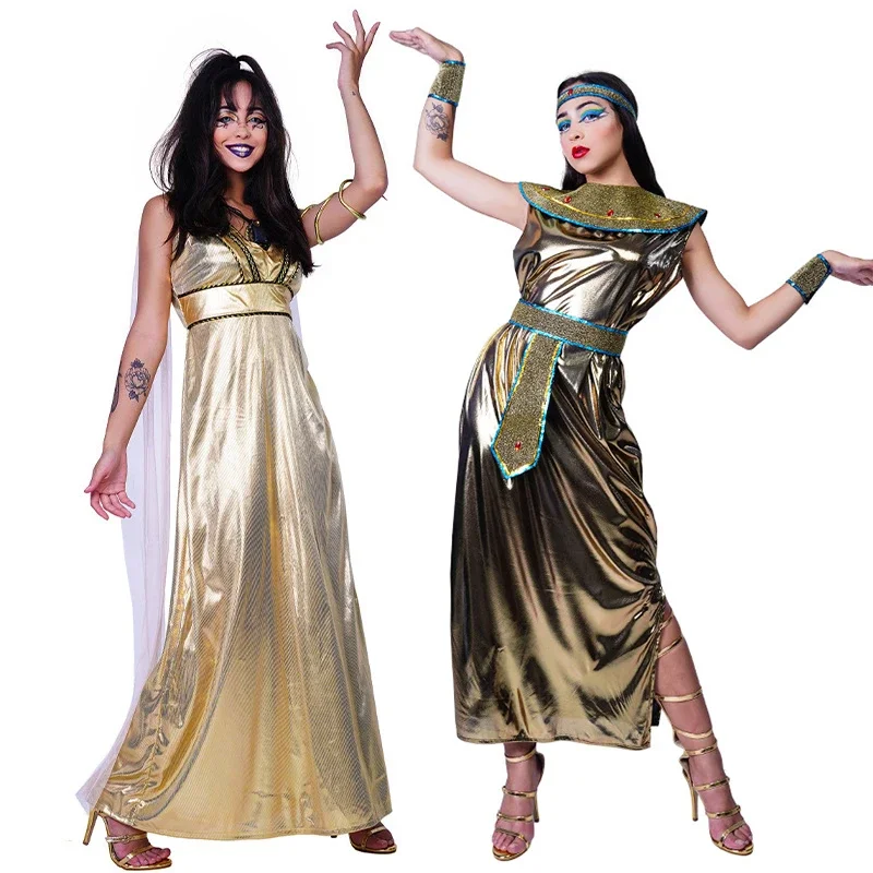 Glitte Medieval Egypt Princess Costumes Ancient Egyptian Pharaoh Cosplay Masquerade Halloween Adult Women Cleopatra Royal Fancy