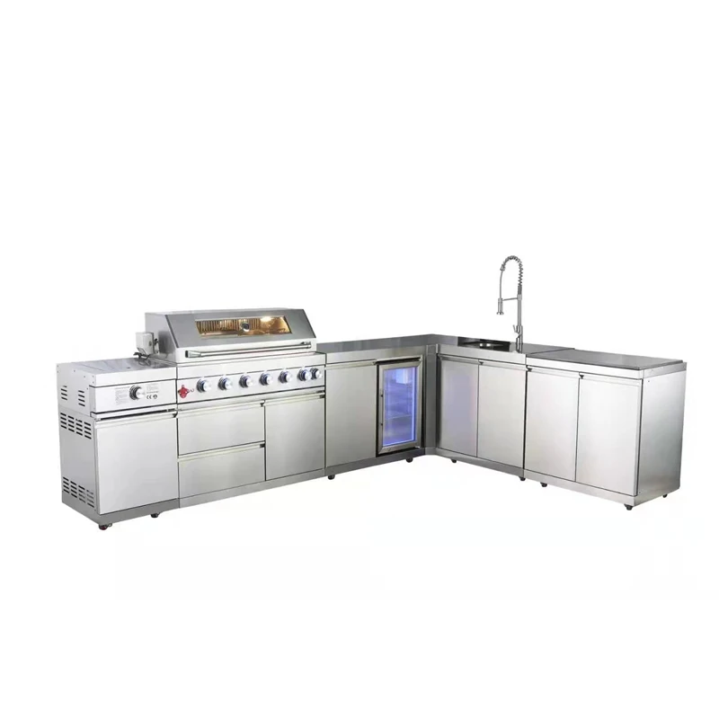 

Outdoor Kitchen Cabinets Gas BBQ Grill Customized Modular Stainless Steel 304 Cupboard Set Rotisserie Smokeless BBQ Islands