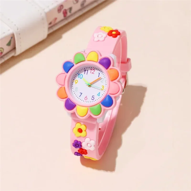 Cute Sweet Colorful Flower Cartoon Watch Children's Watches Cute Casual Colorful Plastic Band Boys and Girls' Quartz Watch Reloj