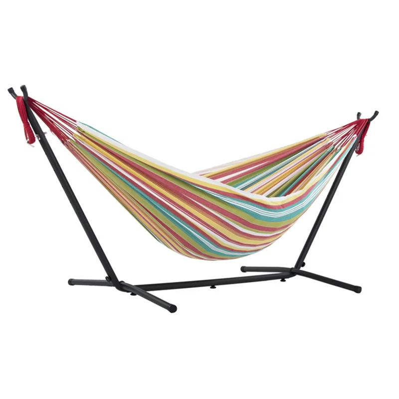 

Free Standing Outdoor Hammock Leisure Chair Two Person Hammock Stand Camping Swinging Chair Outdoor Hanging Bed Canvas Camping