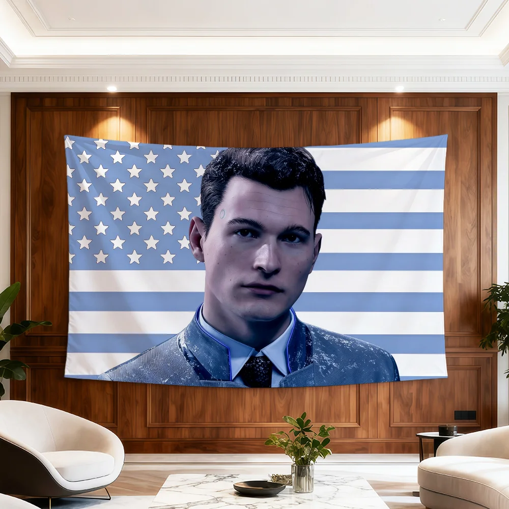 Game D-Detroit Become Human C-Connor Flagge für Zimmer, Wohnheim, Party, Hogar, Nachttisch, Wohnzimmer, Wandbehang, Gartendekoration, Banner, Geschenk – Detail 12