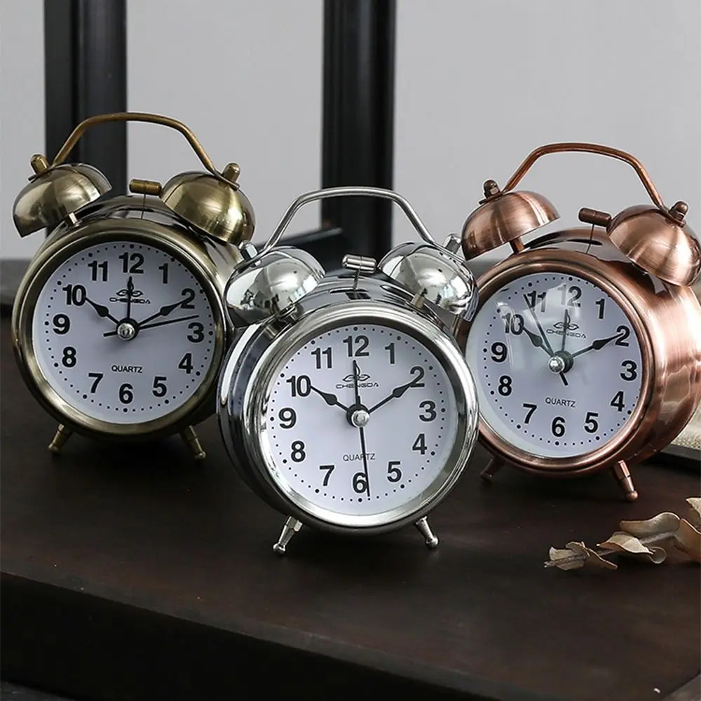 

Creative Classical Alarm Clock Mute Type Double Bell Bell Alarm Clock with Night Light Super Loud Time Planning Clock