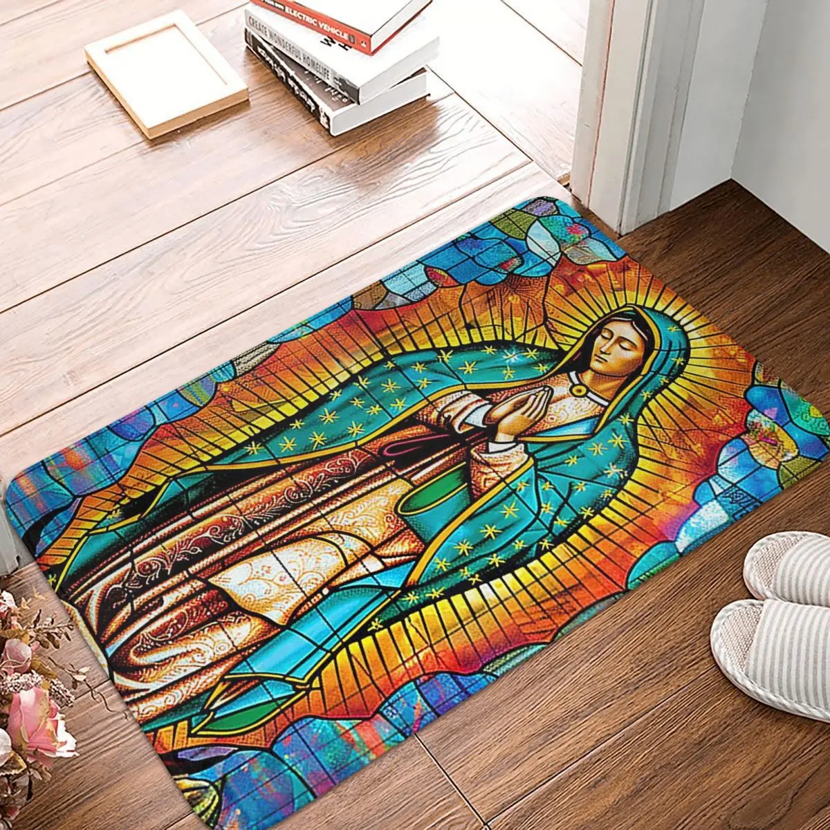 Virgin Mary Of Guadalupe Religious Art Doormat Kitchen Entrance Home Floor Mat Non-slip Carpet Rug for Bathroom Footpad Mats