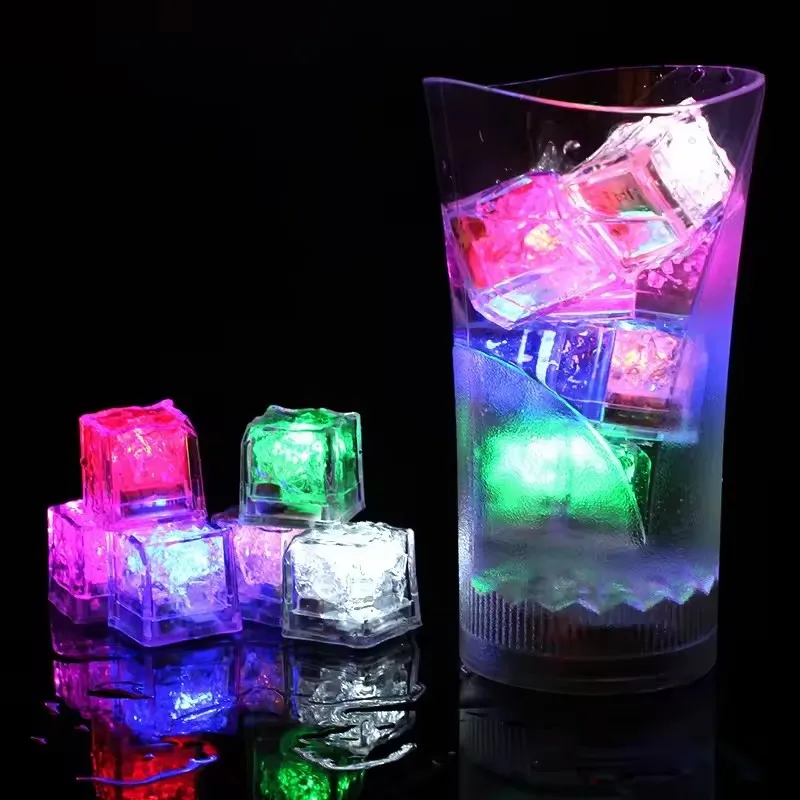 6PCS Luminous LED Ice Cube Party Supplies Colorful Bathtub Light Up Toy Waterproof Glowing Cube Kids Bath Toy Birthday Xmas Gift