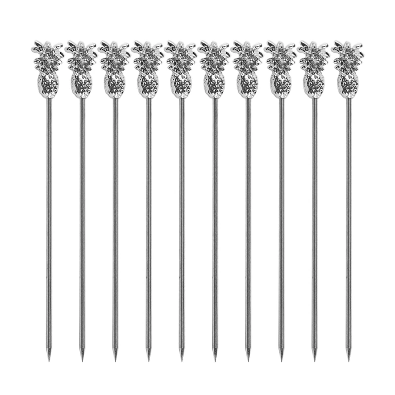 10 Pieces Stainless Steel Cocktail Picks Fruits Toothpicks Appetizers Toothpicks for Sandwiches Barbeque Snacks Cocktail