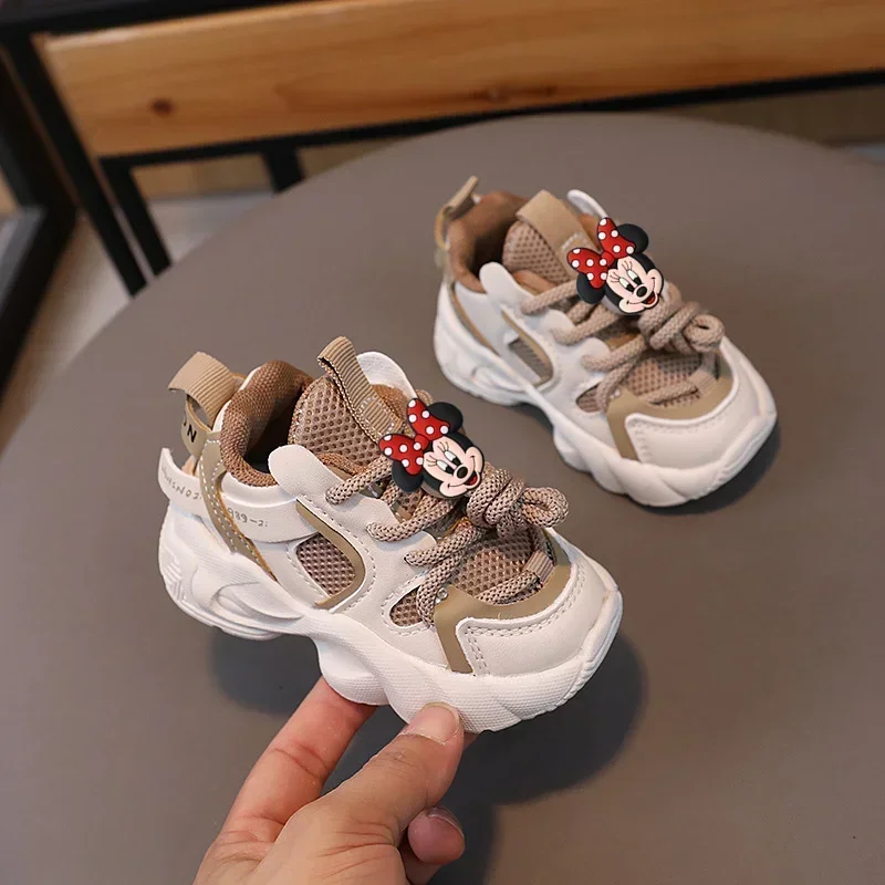 Baskets de sport en maille pour enfants, chaussures décontractées pour bébé, chaussures de planche pour bébé, fille et garçon, Disney TureMouse Stitch, printemps et automne