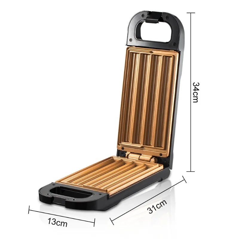 Macchina per fritter, macchina per il pane riscaldata su due lati domestica, macchina per waffle, bastoncino per waffle per macchina per frutta latina