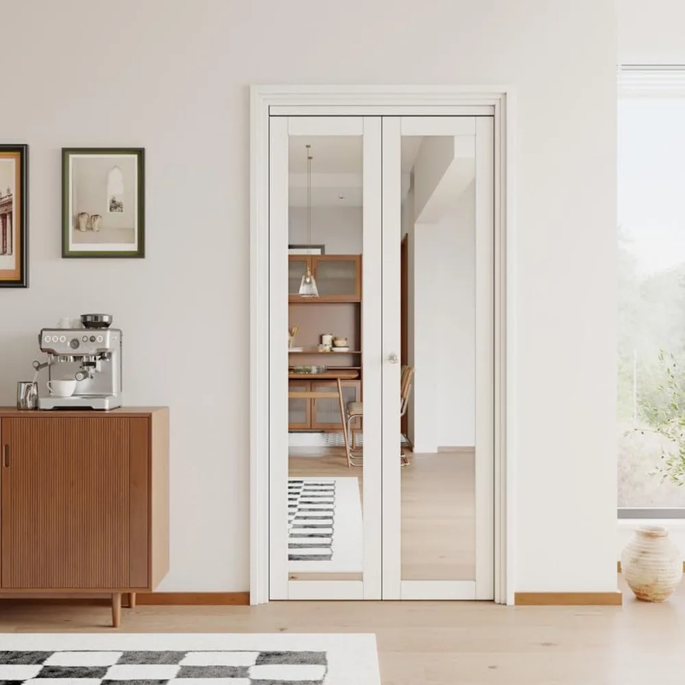 

Bifold Doors, 36"x 80" HD Mirror Closet Bifold Doors with Sliding Hardware Kit, Interior Bi Fold Door