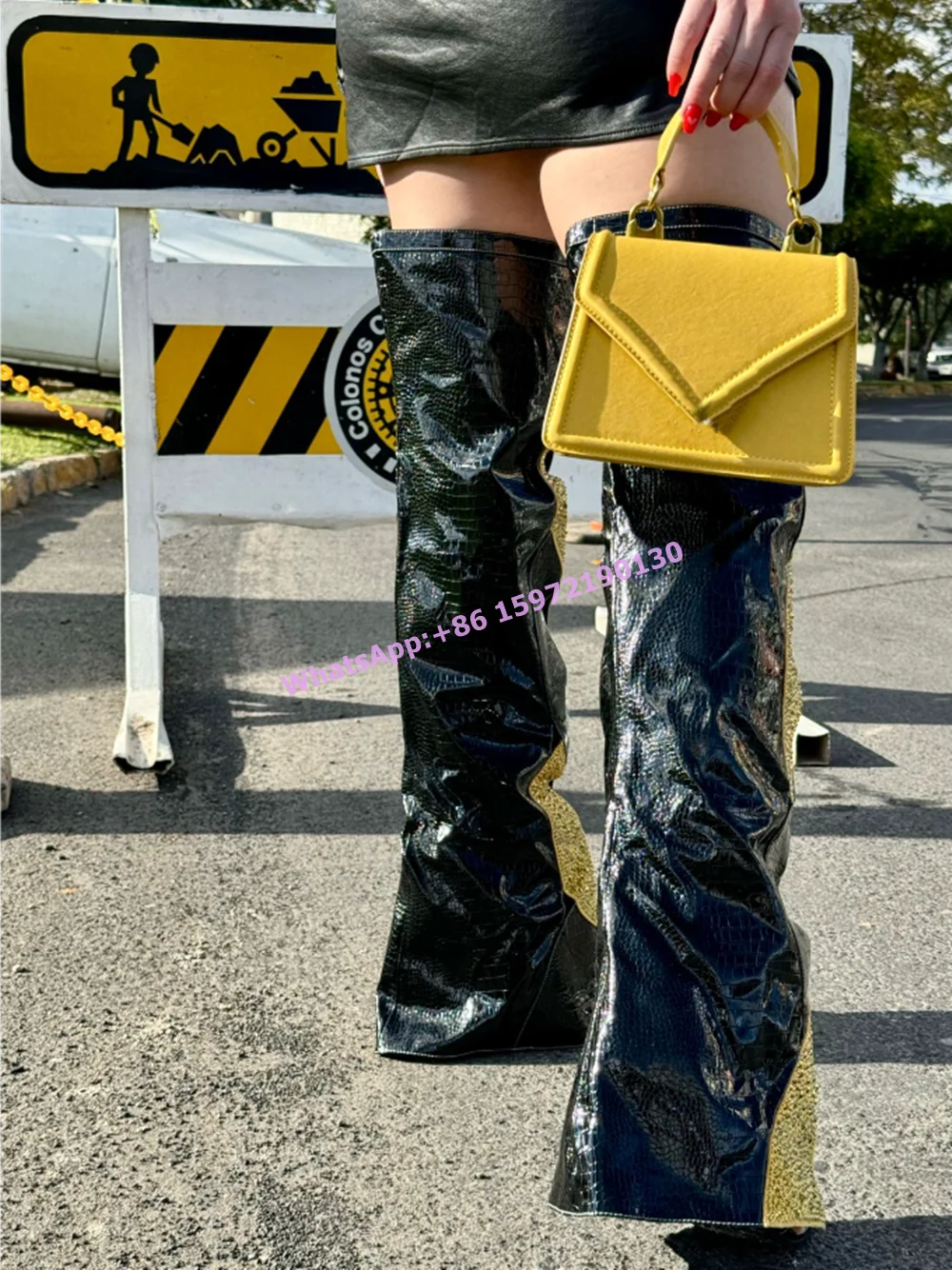 Rhinestone Black Yellow Boots Hollow Pointy Peep Toe Thin Heels Patchwork Runway Bling Shoes Hotties Fashion Summer Sandals