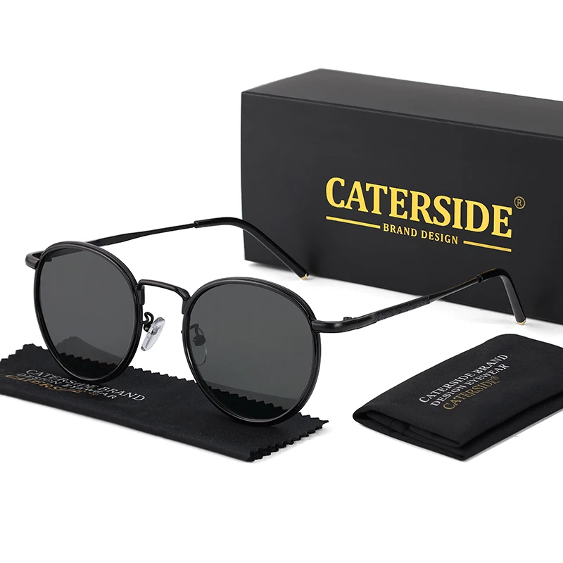 CATERSIDE Retro Runde Sonnenbrille für Herren, Punk-Metallrahmen, Markendesign, Sonnenbrille für Damen, Party, Reisen, Business, UV400 – Detail 5