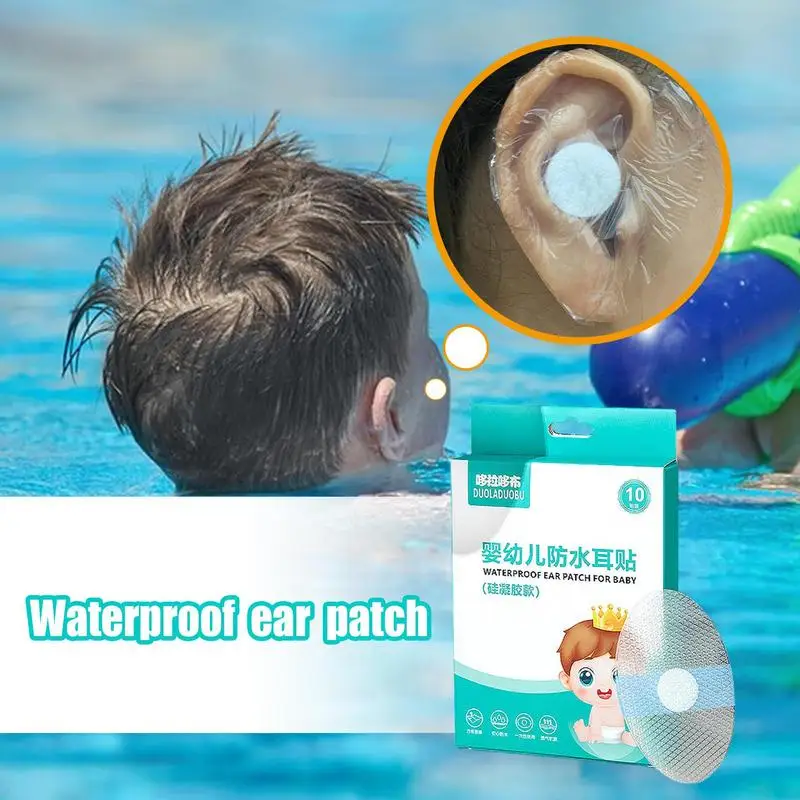 Kids Ear Covers For Water 10PCS Shower Ear Protection Swimming Shower Ear Protectors Soft Breathable Adhesive Ear Patch Baby Ear