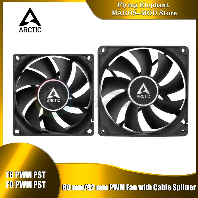

Arctic F8 F9 PWM PST Computer Case Fan, 4Pin PWM Female+Male Connector, Black Single Pack