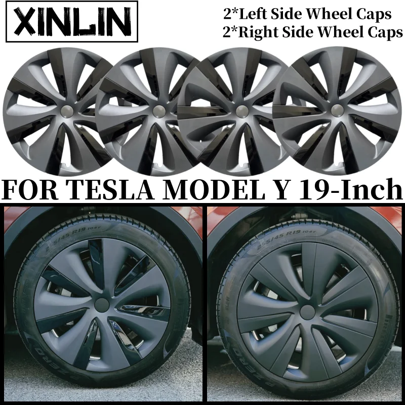 19Inch Wheel Hubcap for TESLA Model Y 2019-2024 4PCS Performance Replacement Hub Cap Automobile Wheel Full Rim Cover Accessories