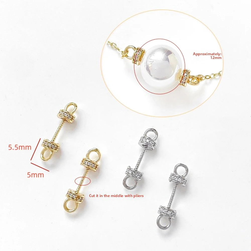 2 PCS Brass Plated with Genuine Gold Zircon Inlay Sheep Eye Needle Cap Connection Buckle DIY Jewelry Making Accessory Materials