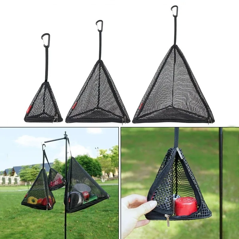 Outdoor picnic triangle drying net foldable storage Camping hanging bag storage hanging net
