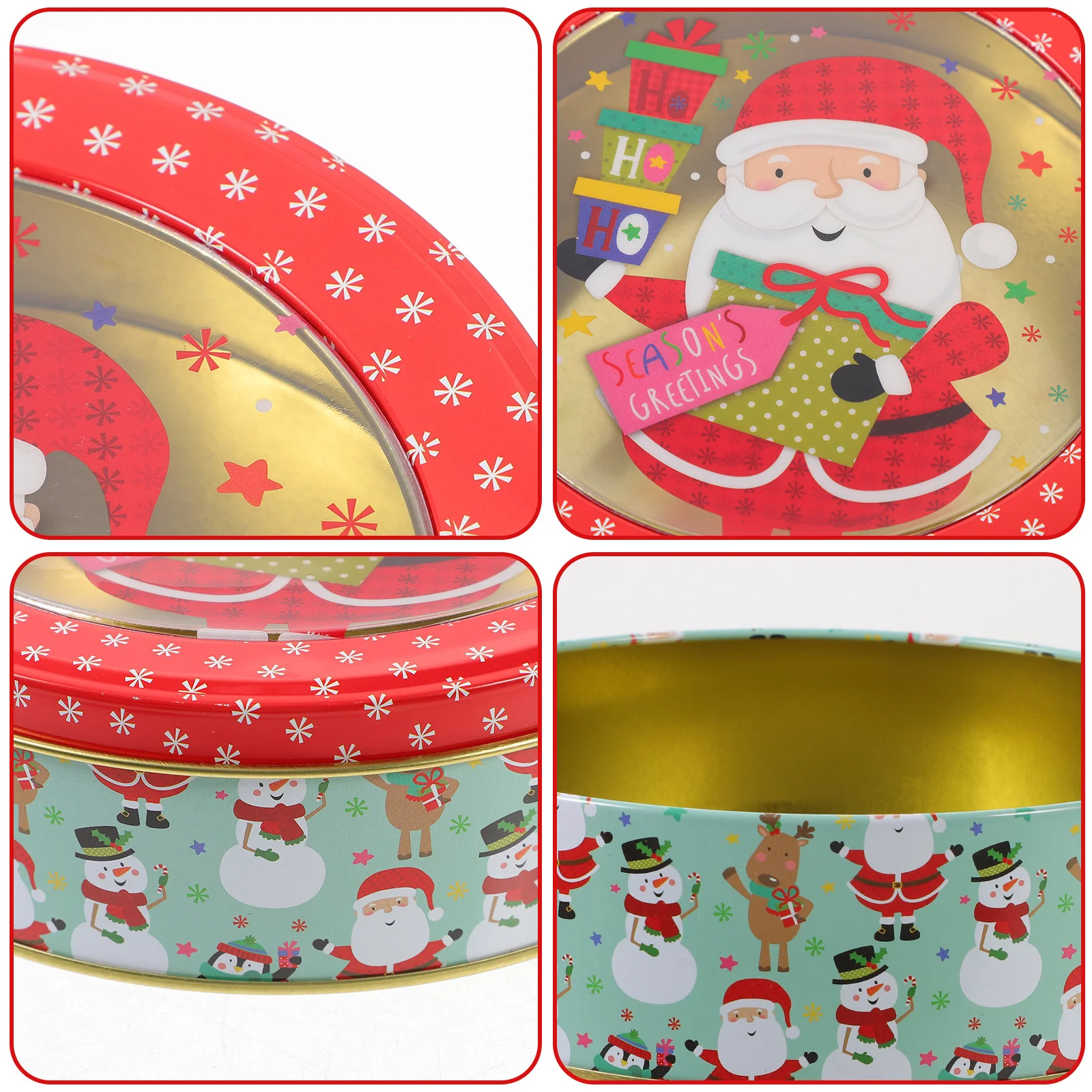 

1pc Christmas Tinplate Cookie Box Candy Storage Container With Lid Treat Biscuit Tin Xmas Party Gift Packaging Sweet Case