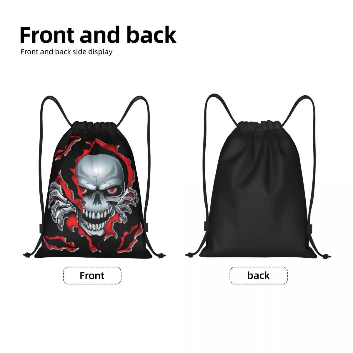 Custom Rip Skull Drawstring Backpack Bags Women Men Lightweight Gothic Skeleton Gym Sports Sackpack Sacks for Shopping