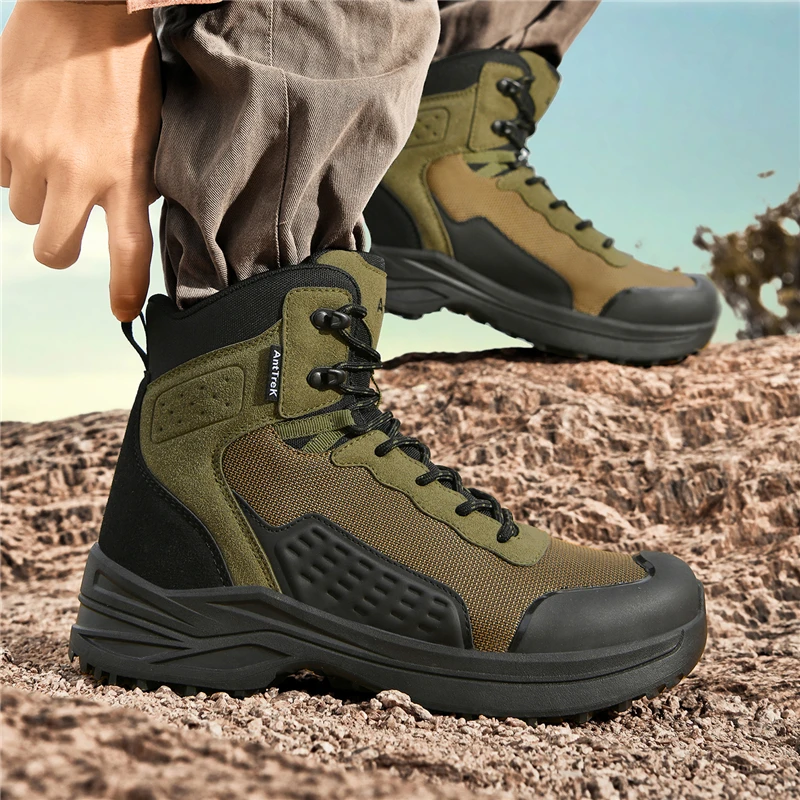 Men’s Tactical Boots Autumn Lightweight Plus Size Side-zip Mesh US Combat Boots Outdoor Durable Hiking Desert Work Bo