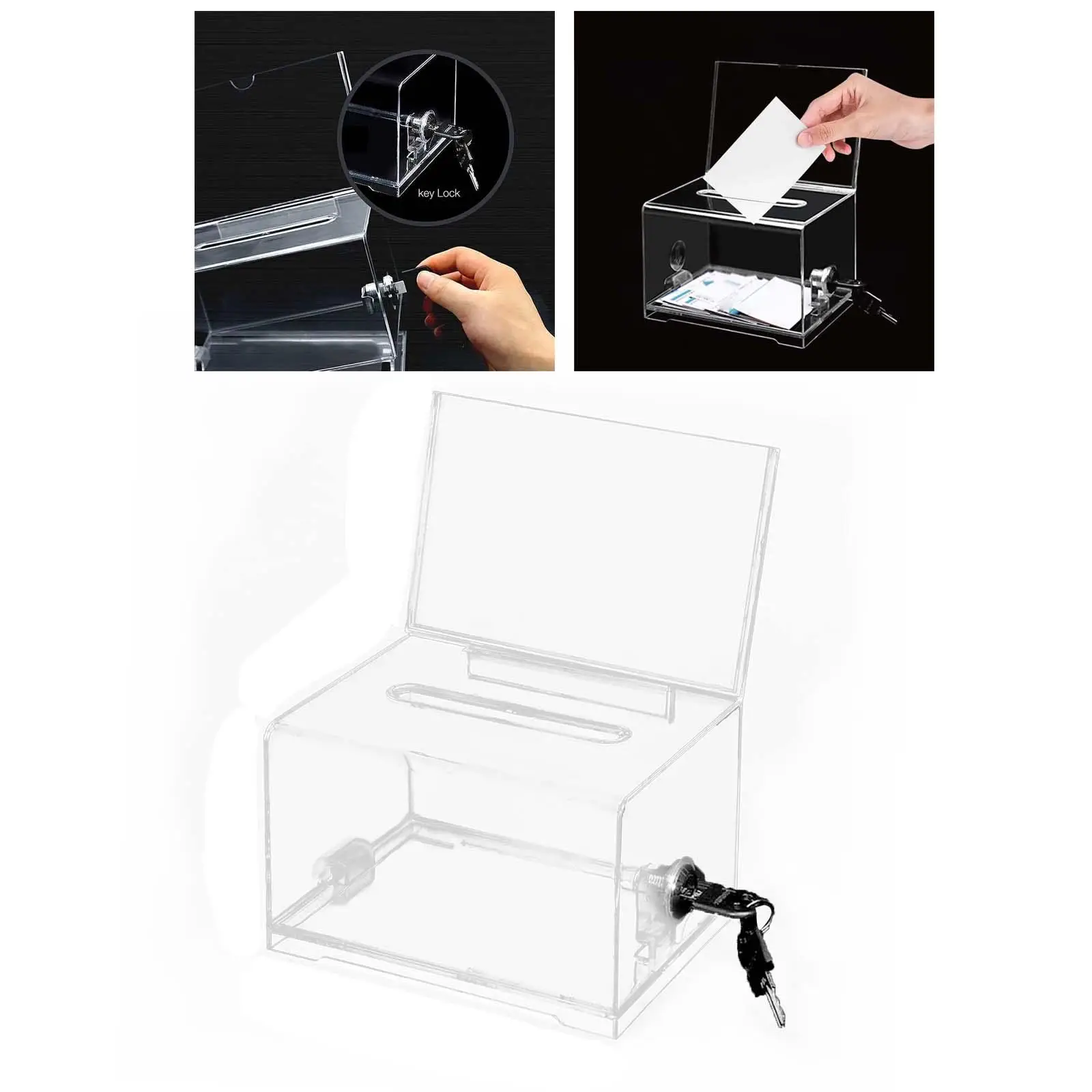 Acrylic Donation Box Suggestion Box Lockable Business Card Holder Case
