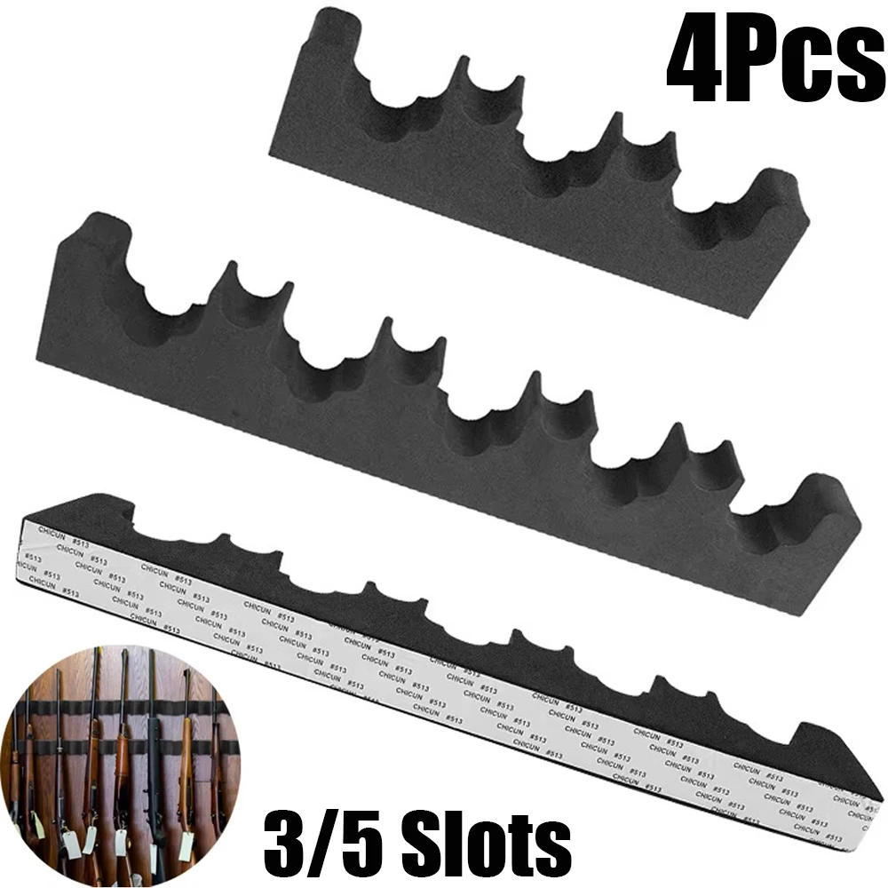 Support mural auto-adhésif pour fusils et fusils de chasse, 3/5 emplacements, pour 4 armes, idéal pour l'organisation de coffres-forts à armes