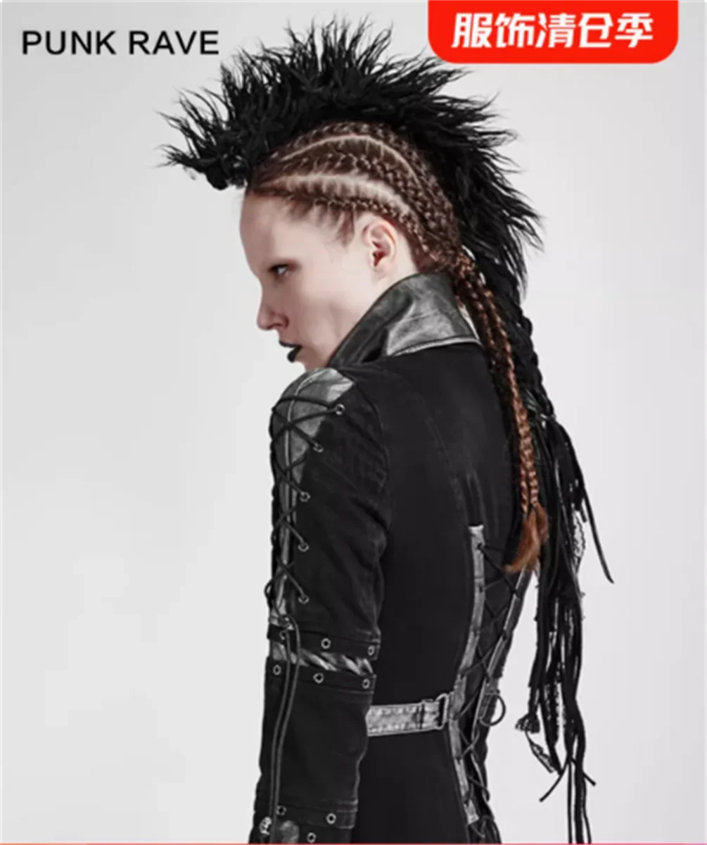 Pumk Dreadlocks Men Goth Rock Hair Hedgehog Wig Black Vintage