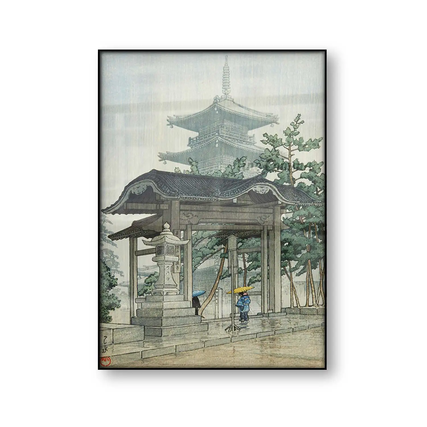 Zensetsu Temple Kawase Hasui Vintage Japanese Art Poster Ukiyoe Woodblock Wall Art Canvas Print Painting Home Decor Gift