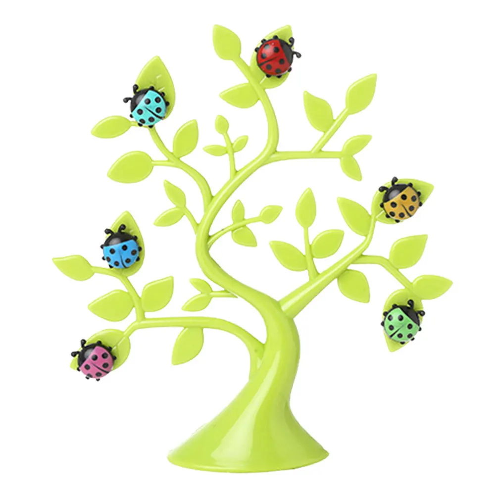 Creative Ladybug Shape Magnets on Tree Frame Magnetic Note Holder for Photos Postcards Messages Home Office Refrigerator