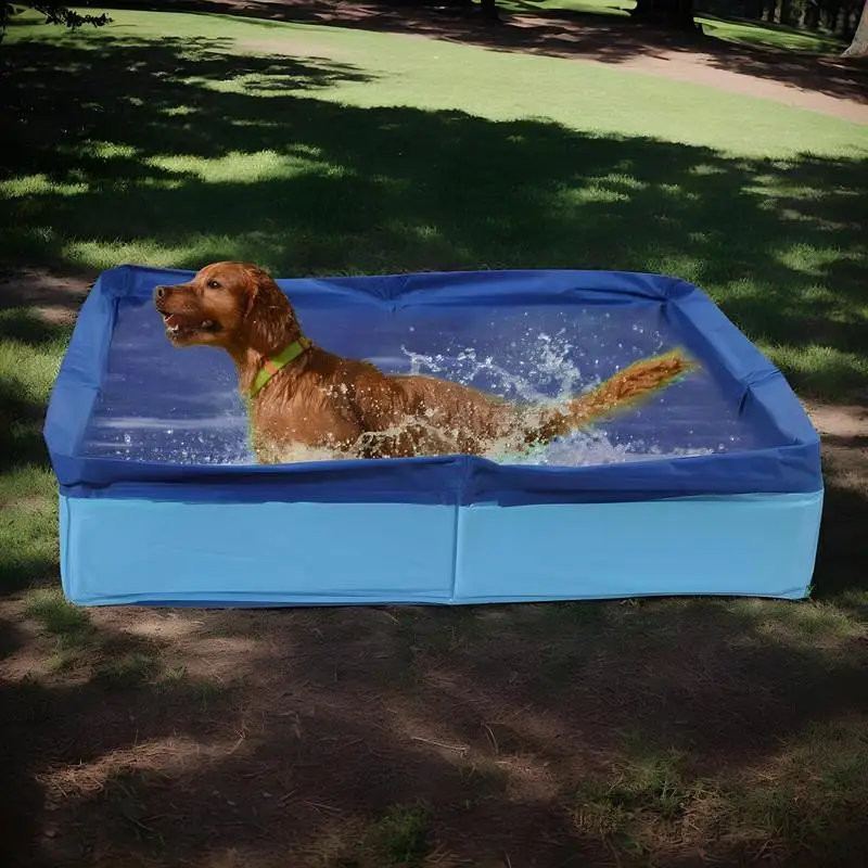 Pet Swimming Pool PVC Foldable Dog Bath Tub Square-Shaped Non-Inflatable Save Space Pet Puppy Bathing Tub for Puppy Cats Other
