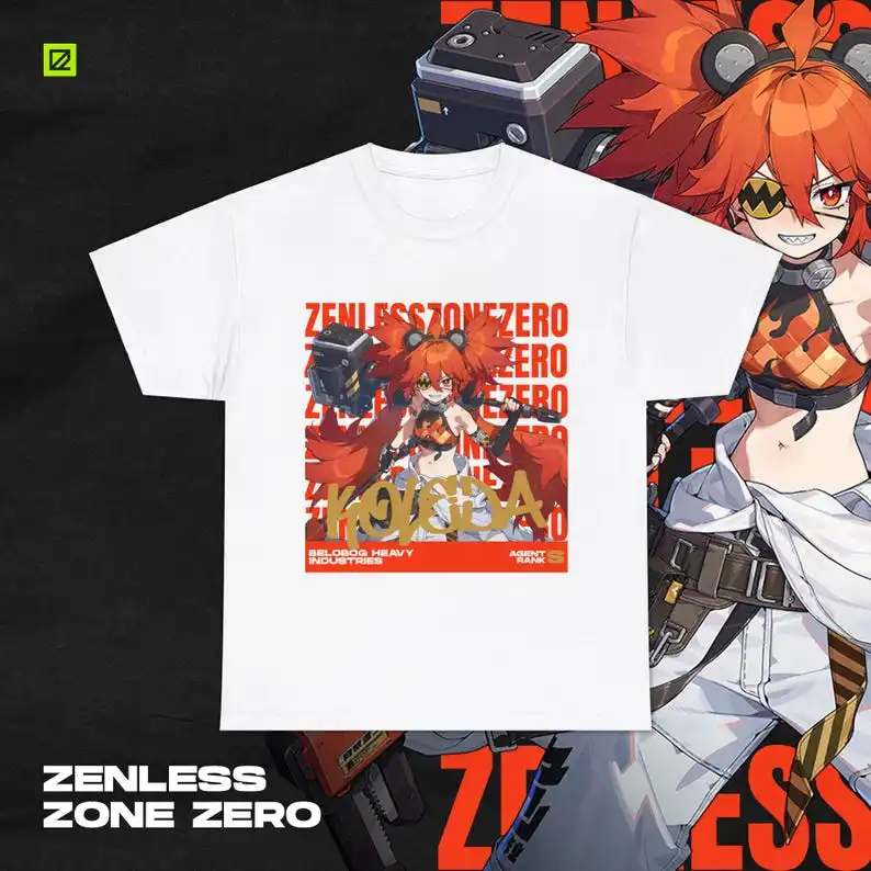 

Zenless Zone Zero Koleda ZZZ Gacha Game Merch веерская рубашка унисекс хлопок