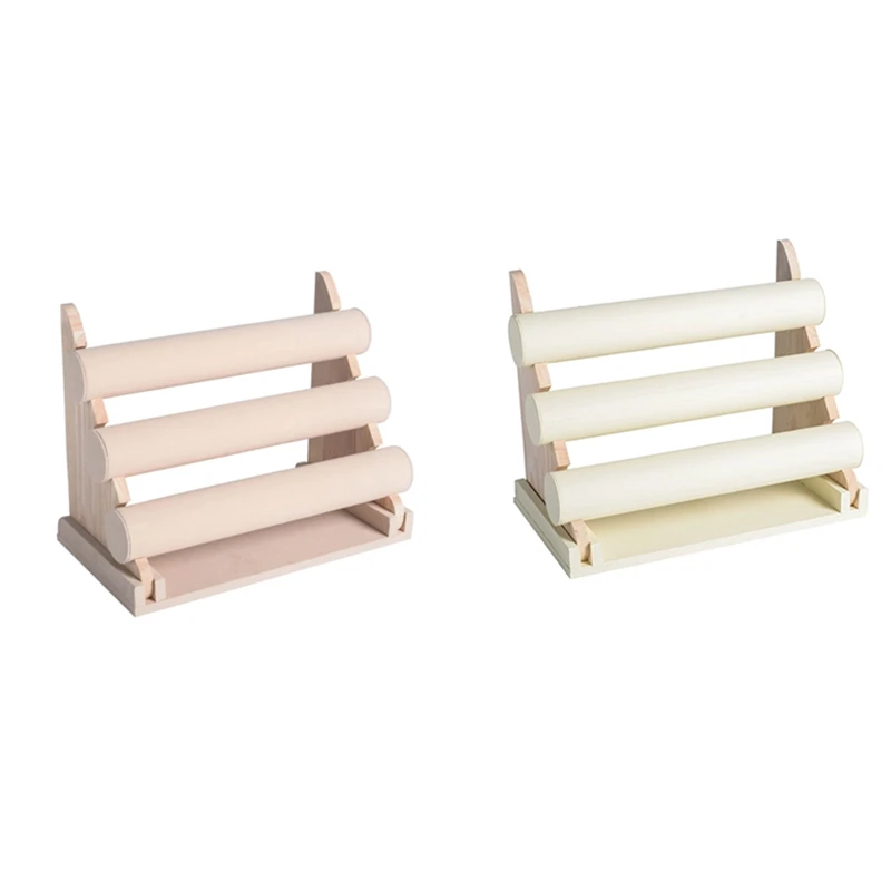 3 Tiers Jewelry Rack Bracelet Necklace Stand Display Earring Organizer Log Color