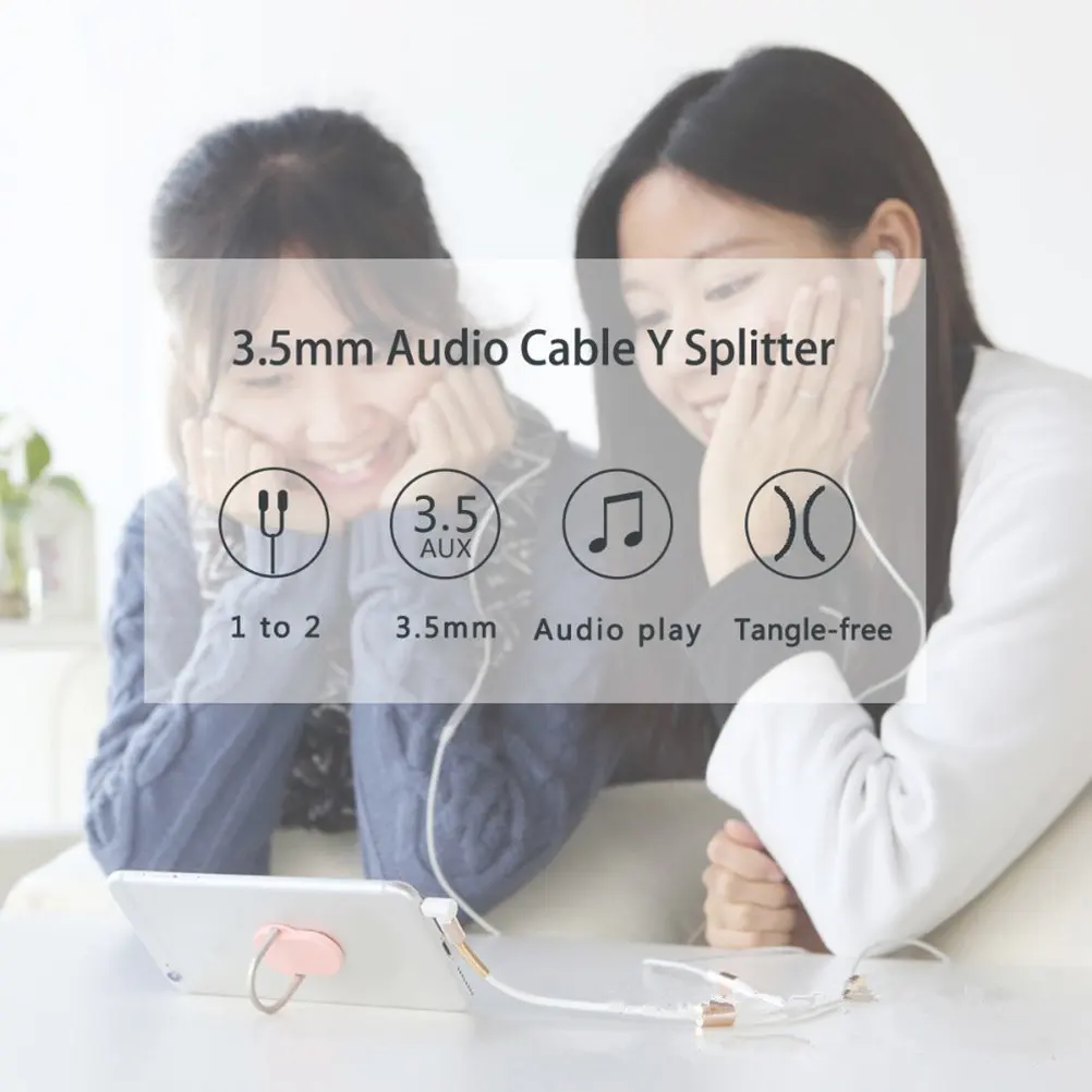Dual 3.5mm Male to Two Female Aux Audio Splitter Cable for Headphones Speakers Tablet Mp3 Mp4 Sharing Music Movies Family