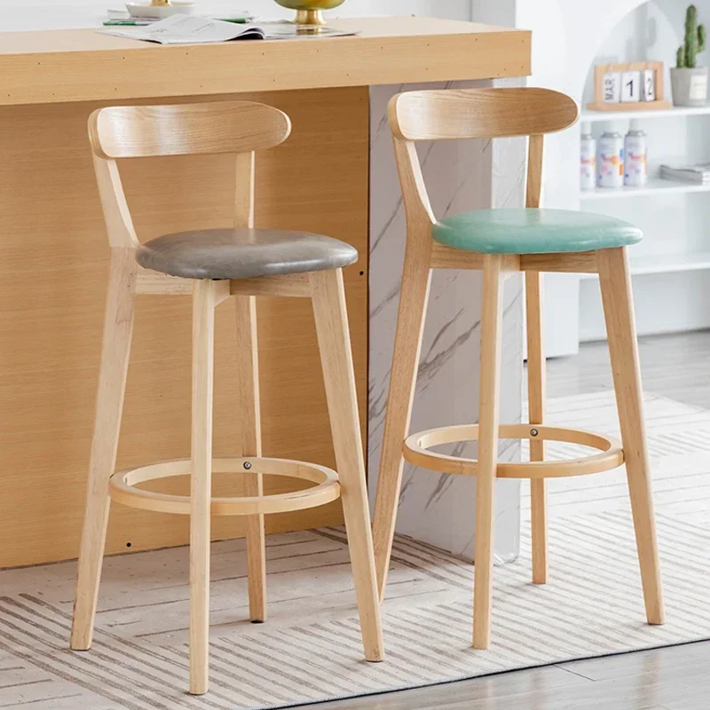 Modern Luxury Solid Wood Barstool Kitchen High Chairs For Bar Dining Chair Hotel Lobby Reception Chair Chairs For Kitchen Bar
