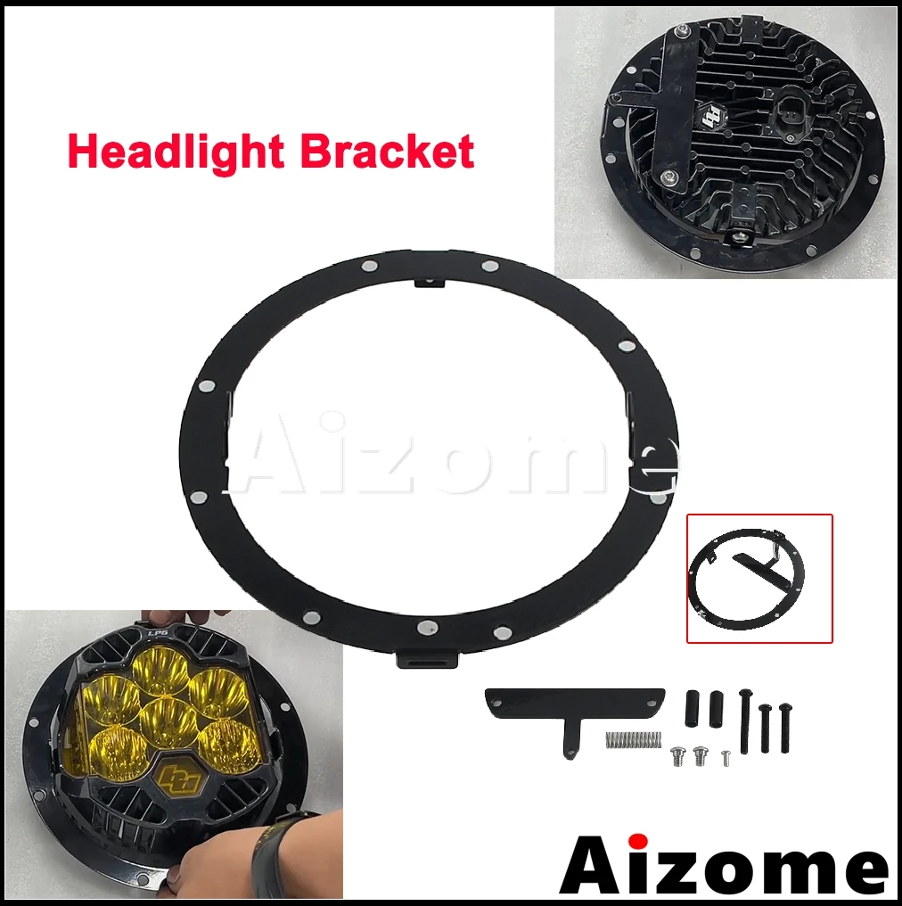 

Motorcycle 7" Headlight Ring Mount Bracket For Baja Designs LP6 Light Brackets For Harley Touring Road King Ultras Street Glide