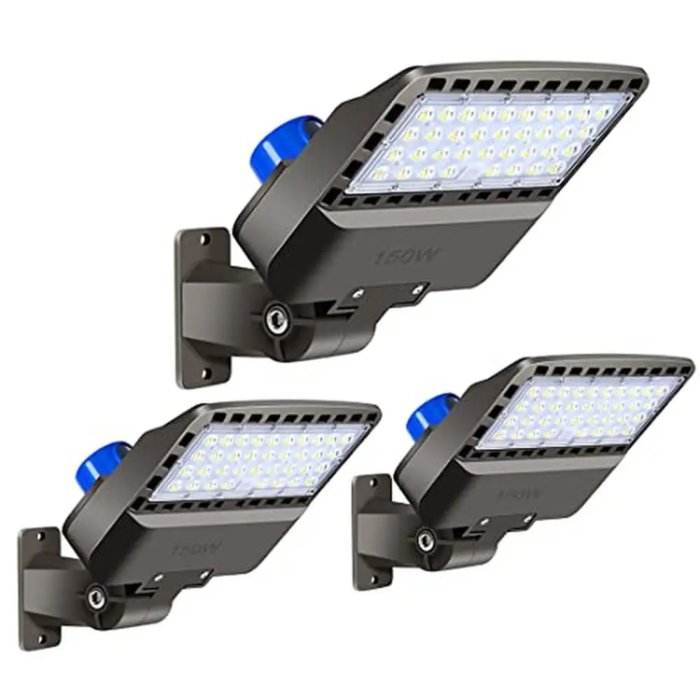 150W Outdoor LED Parking Lot Light Flood Light IP65 Waterproof 5000K Wall Mount 100-277V Adjustable Arm Super Bright Low