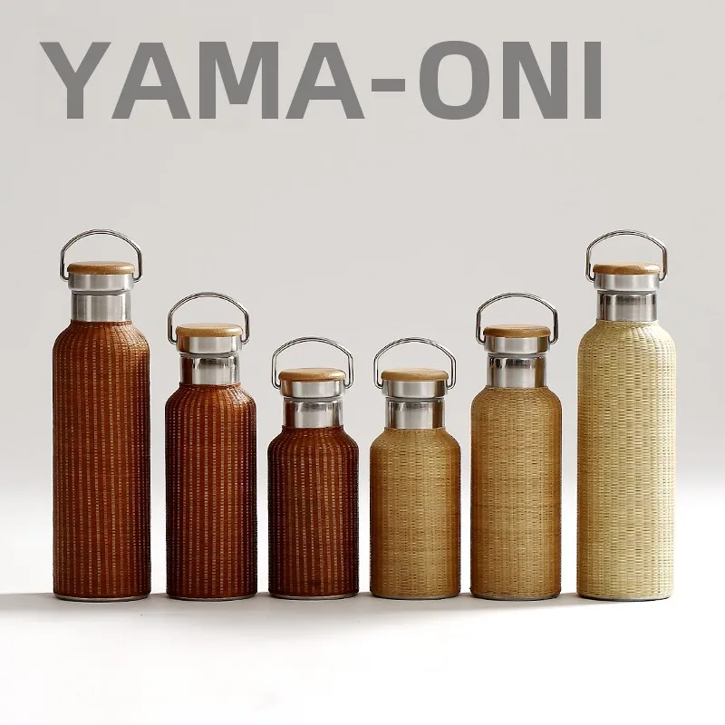 

Портативная термокружка из нержавеющей стали с бамбуковым плетением, термос для горячей воды, дорожный чайный набор, чайная чашка, аксессуары для чайной церемонии