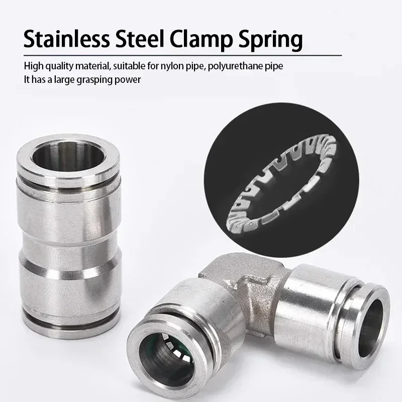PU PV PE PY 304 Stainless Steel Metal Pneumatic Quick Coupling 4 6 8 10 12 High Pressure Air Pipe Fitting Quick Coupling