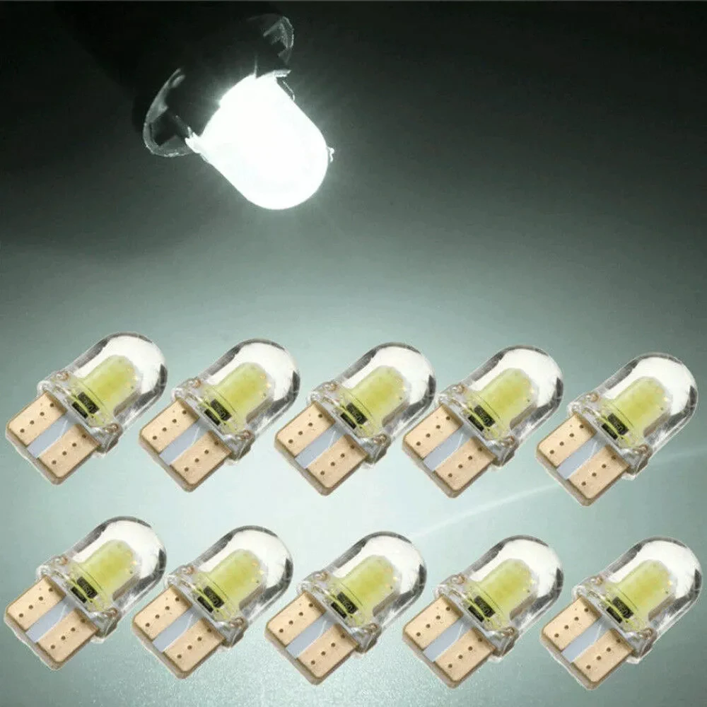 Ampoule LED en Silice Brillante pour Planificateur, Blanc, Rouge, Bleu, Jaune, Rose, DC 12V, 5W 8SMD, 10X T10 194 168