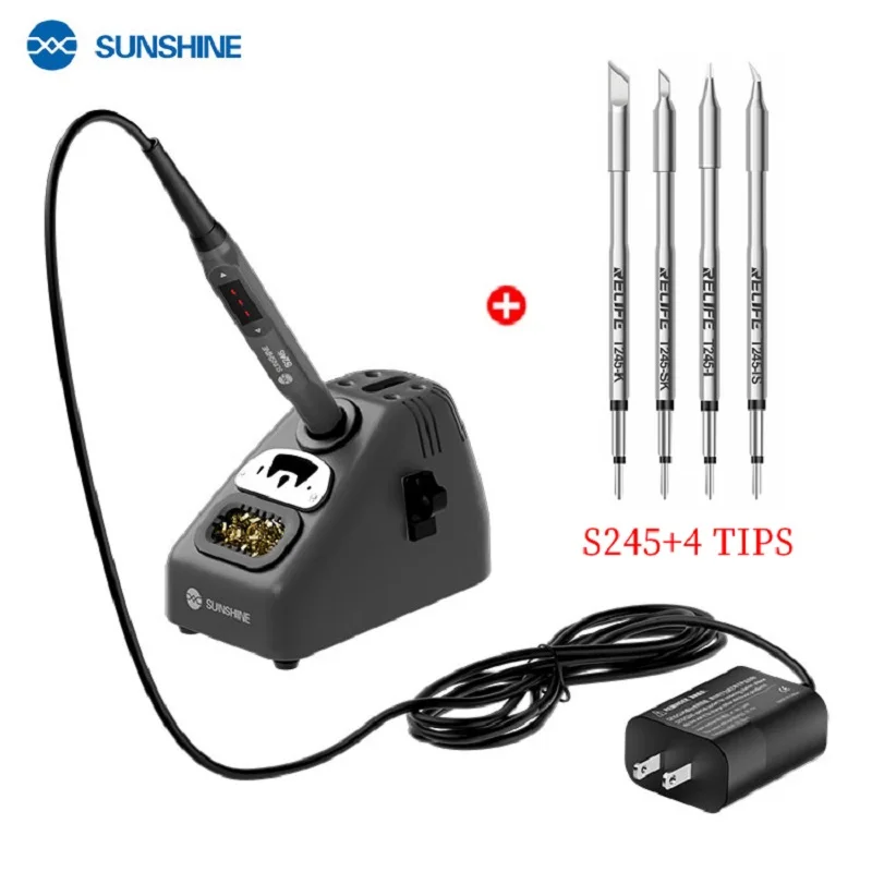 SUNSHINE S245 110W Smart Portable Soldering Iron for Mobile Phone Motherboard PCB Repair Welding Station With 4 Tips